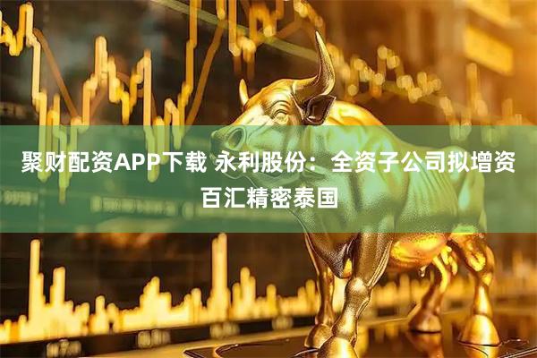 聚财配资APP下载 永利股份：全资子公司拟增资百汇精密泰国