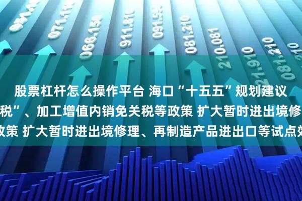股票杠杆怎么操作平台 海口“十五五”规划建议：用好进口商品“零关税”、加工增值内销免关税等政策 扩大暂时进出境修理、再制造产品进出口等试点效应